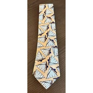Burberry Men's Yellow Cream and White Sail Boats‎ Yachting Nautical  Tie